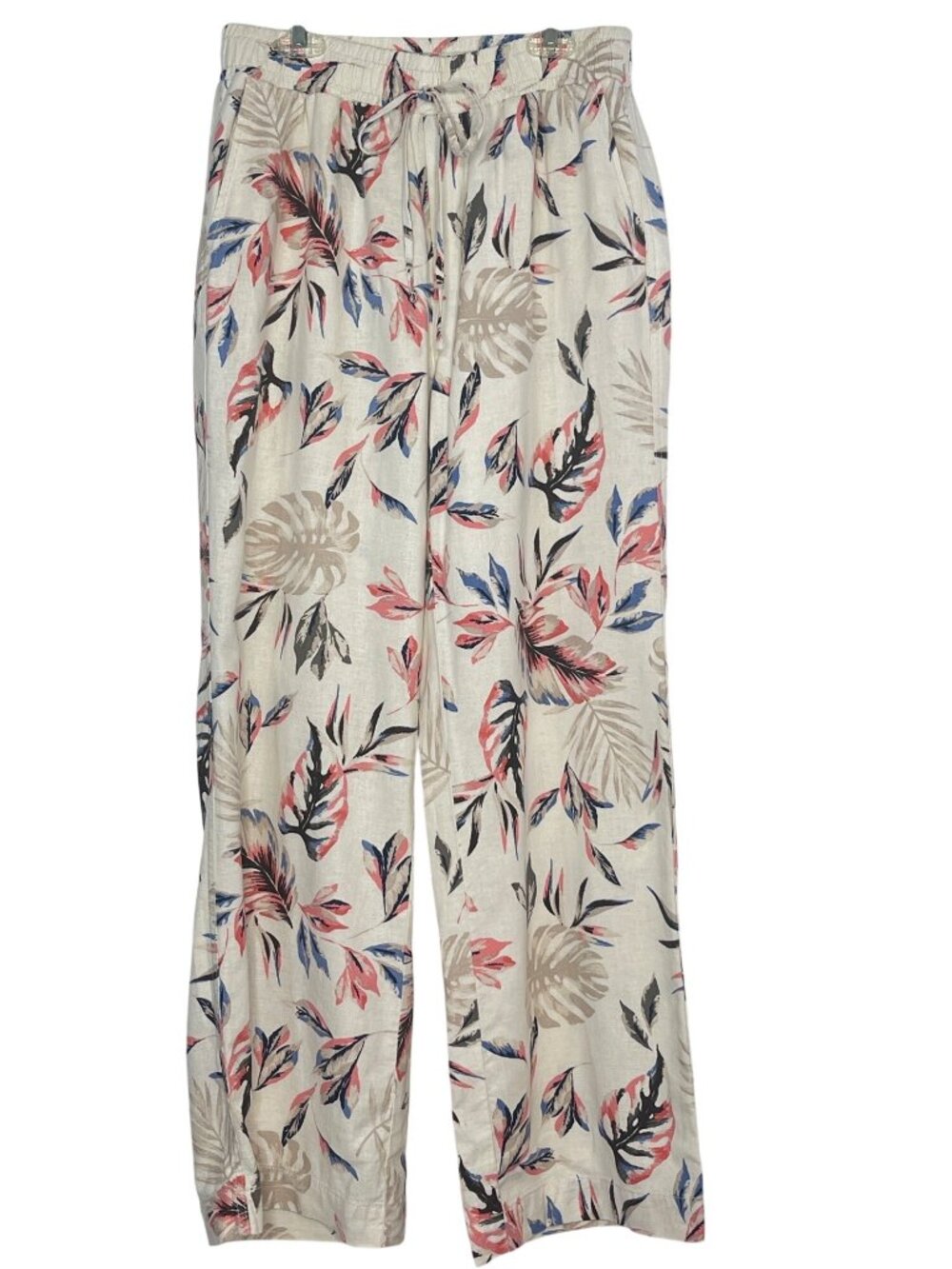 Briggs Women's M Boho Linen Blend Pull-on Wide-Leg Pants